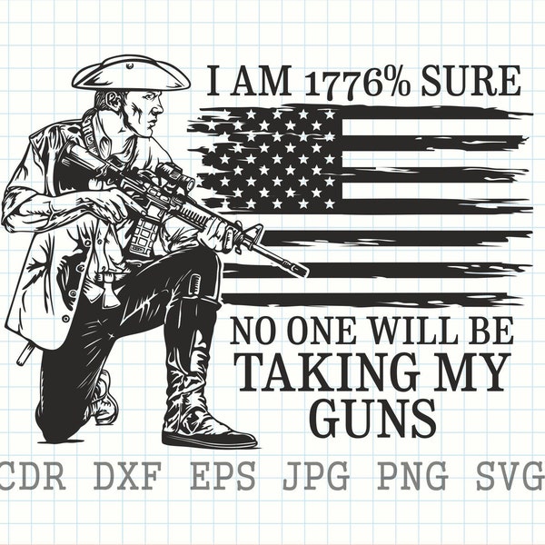 I am 1776% sure no one will be taking my guns, Usa gun rights svg, 1776 svg, 2nd amendment svg, come and take them png