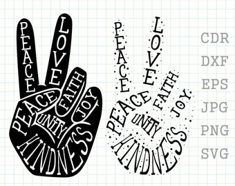 Love peace fingers svg, peace love svg, unity svg, peace sign