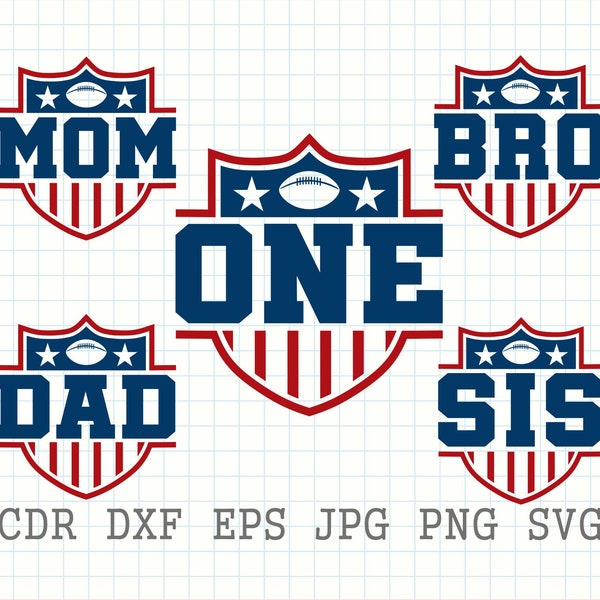 Football family svg, first birthday american football design, football mom dad print