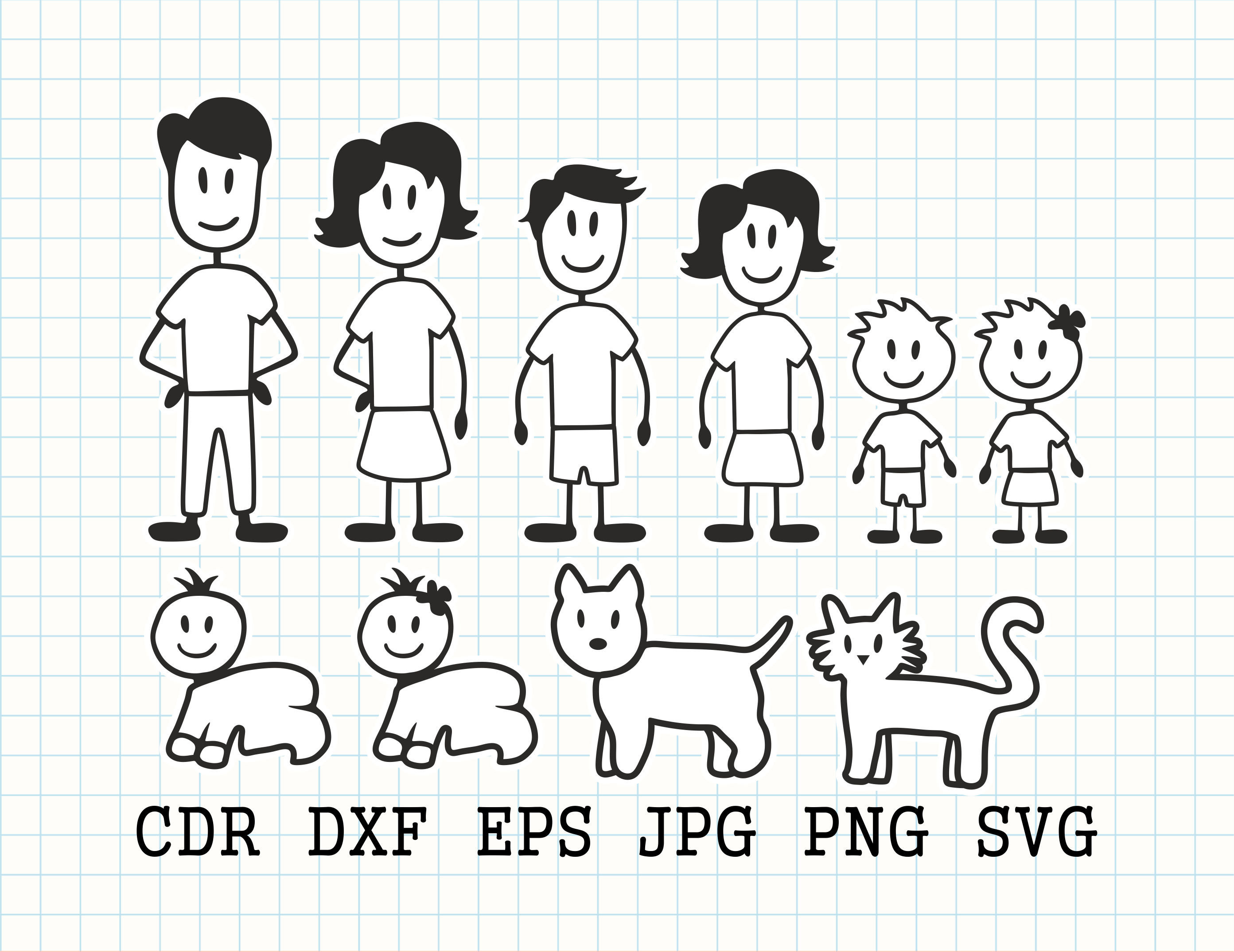 family stickman drawing