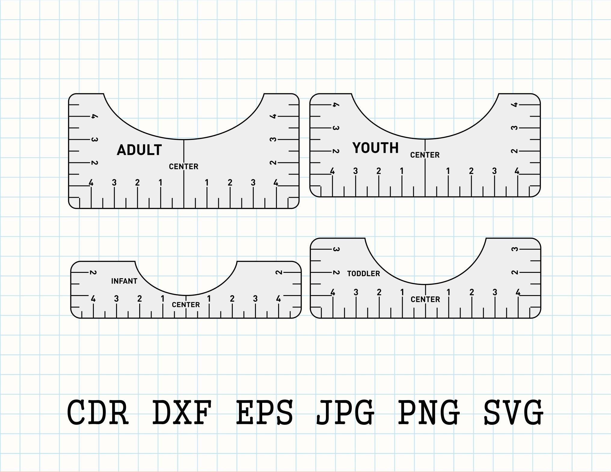 Tshirt Ruler SVG Bundle 4 Templates, T Shirt Alignment Tool Svg