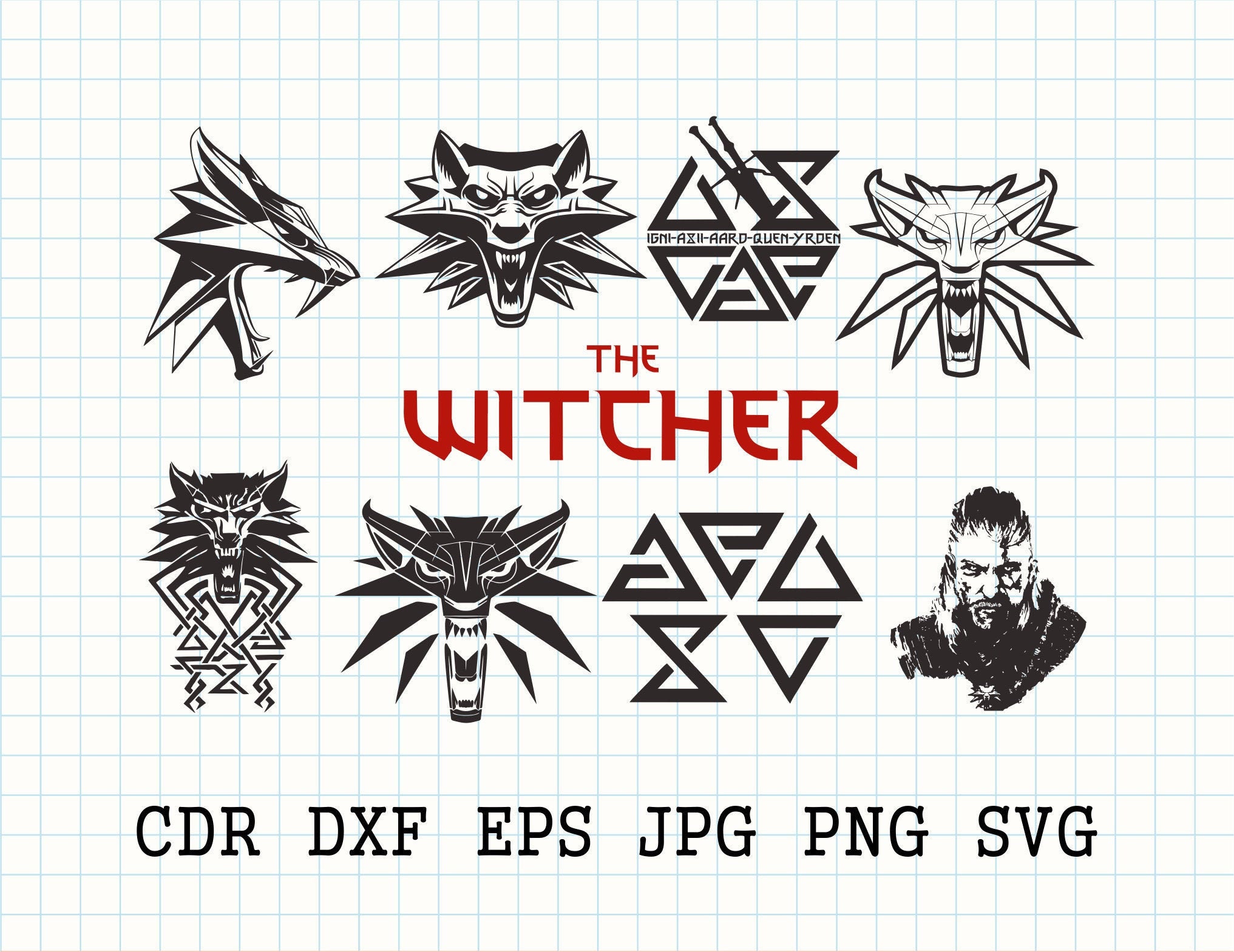 The Witcher svg cut file instant download Geralt of Rivia | Etsy
