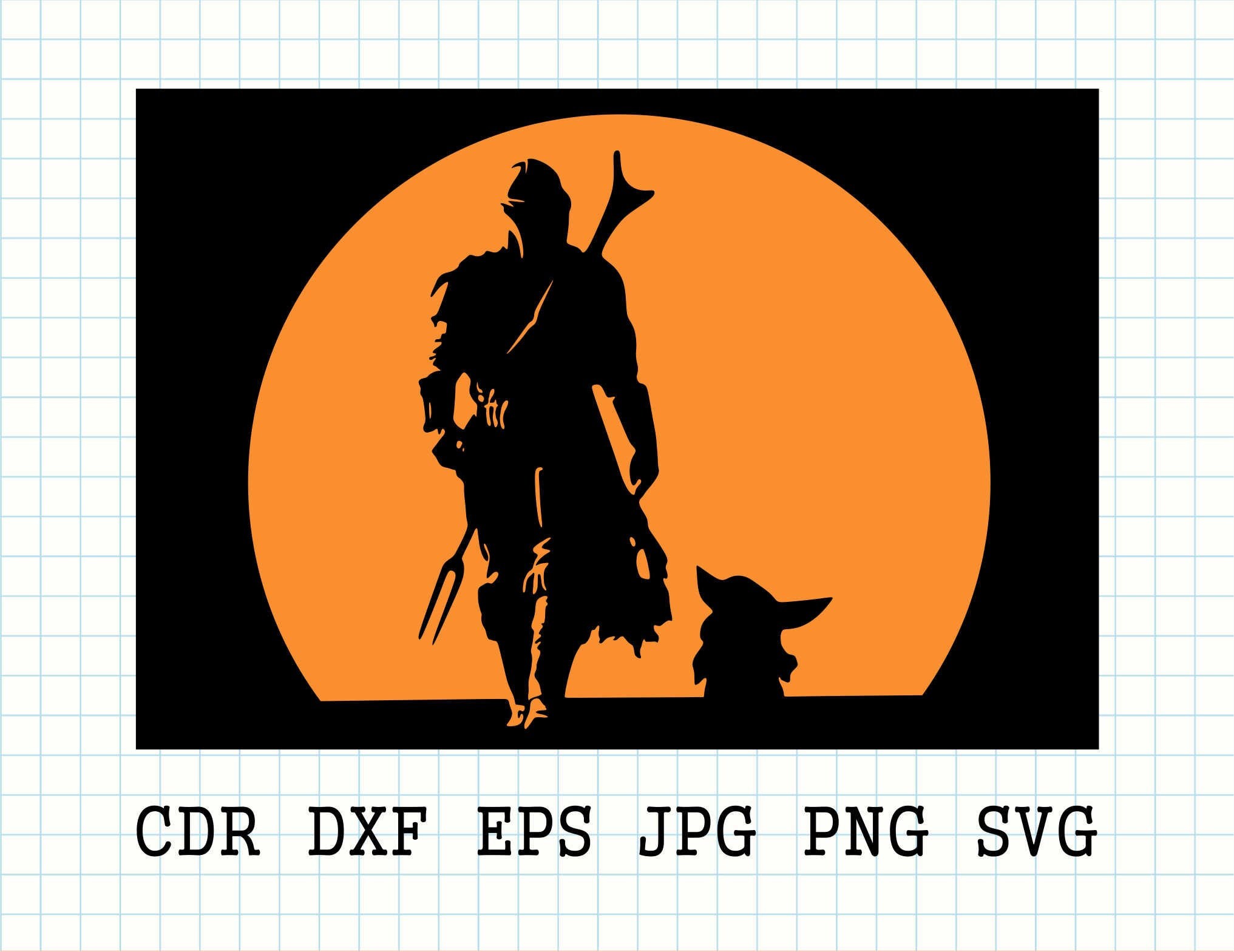 Download The Mandalorian Svg Design Baby Yoda Vector Silhouette Star Etsy