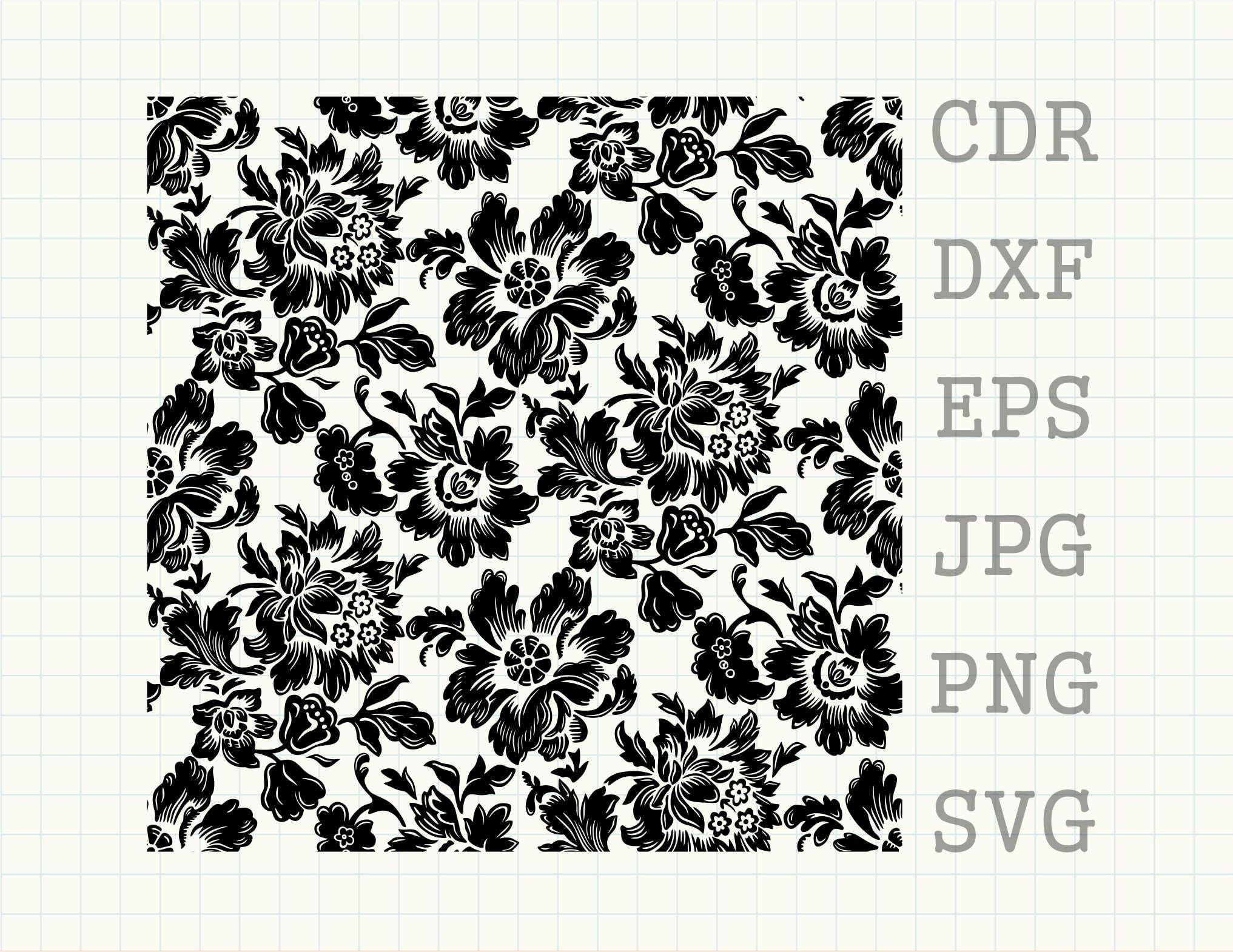 Download Tooled Leather Svg Vector Seamless Floral Pattern Digital Etsy