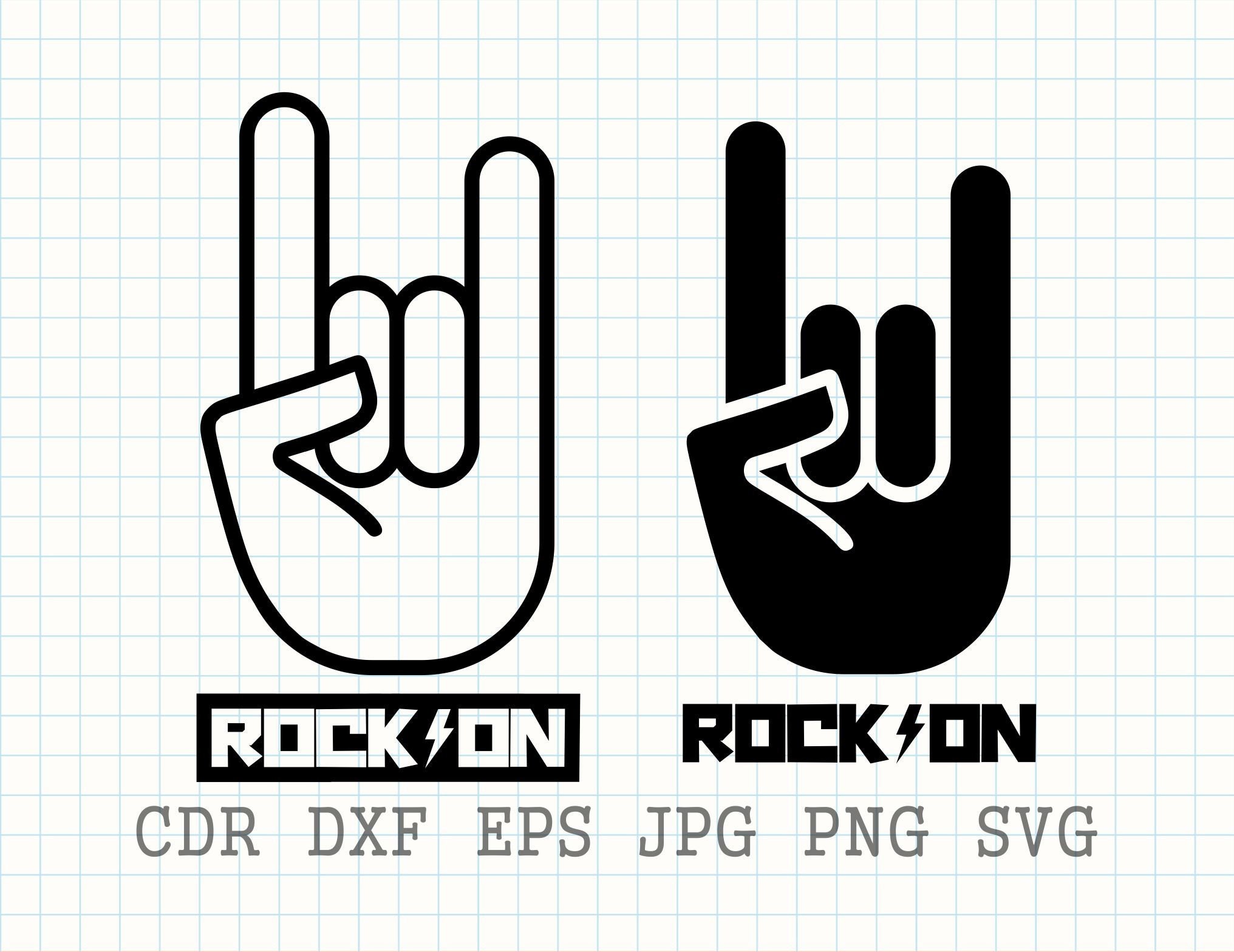 Rock on svg clipart instant download rock silhouette | Etsy