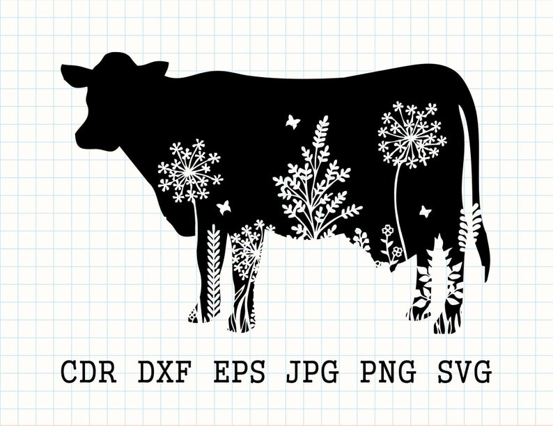 Download Vector Floral Cow Clipart Design Heifer Silhouette Cow Svg Cut File Instant Download Mandala Elephant Clipart Art Collectibles Drawing Illustration Minyamarket Com