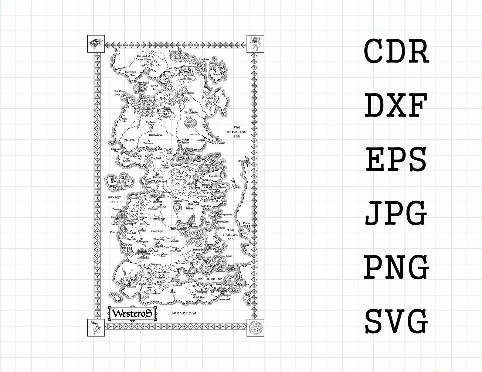 Map of Westeros svg Game of Thrones print instant download | Etsy