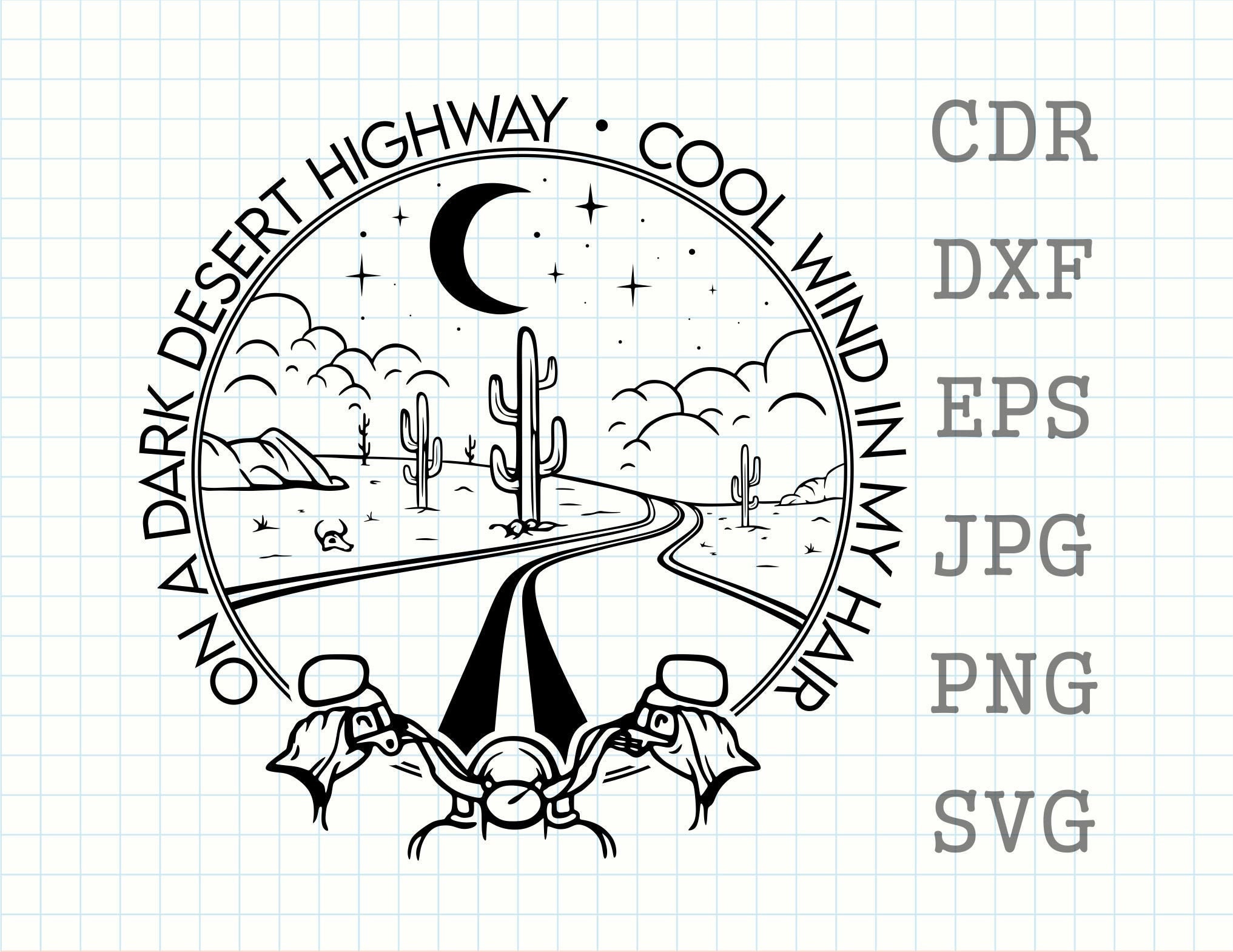 On a dark desert highway cool wind in my hair travel svg Etsy