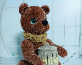 Handmade Plush Bear, Perfect Gift for All Ages, Teddy Bear, Plush Animal Gift, Cute Stuffed Bear, Soft Toy for Children, Handmade Bear Decor