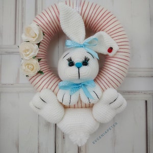 Easter wreath Easter decoration door wreath Easter bunny plush bunny decoration Easter gift gift idea plush wreath Nice toy cuddly bunny