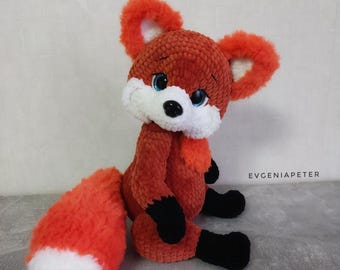 Raposa de pelúcia feita à mão, brinquedo fofinho com pernas e cabeça articuladas, presente perfeito para crianças ou chá de bebê, brinquedo de pelúcia, raposa.