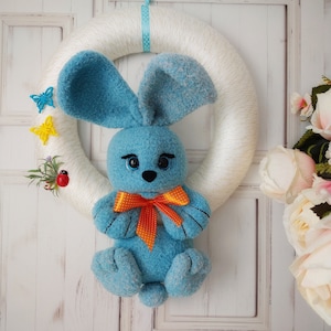 Easter wreath Easter decoration door wreath Easter bunny plush bunny decoration Easter gift gift idea plush wreath beautiful toy cuddly bunny