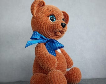 Handmade Plush Bear, Perfect Gift for All Ages, Teddy Bear, Plush Animal Gift, Cute Stuffed Bear, Soft Toy for Children, Handmade Bear Decor