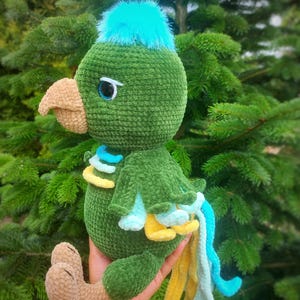 Handmade Plush Parrot Toy, Colorful Crochet Bird Gift, Soft Stuffed Animal for Kids & Nursery Dekor, Soft Toy, Parrot.