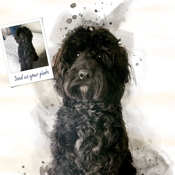Custom Watercolour Dog Portrait, Pet Canvas Print, Dog Lover Gift