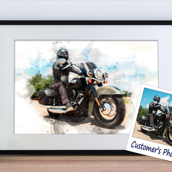 Custom Motorcycle Canvas Print, Biker Gift, Garage Wall Art, Man Cave, Workshop Gift, Harley Davidson