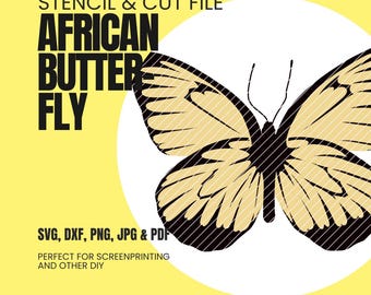 African Butterfly - Papilio Zalmoxis - Stencil/Cut File - perfect for screenprint, foils or other prints ( svg, dxf, pdf and png format)