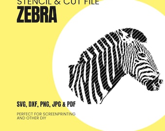 Zoe Zebra (A4) - Stencil/Cut File - perfect for screenprint, foils or other prints ( svg, dxf, pdf and png format)