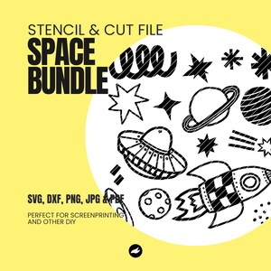 Siebdruckvorlage - Plotterdatei - Fichier pochoir - Fichier coupé - Sérigraphie - Fichier vectoriel - SPACE BUNDLE