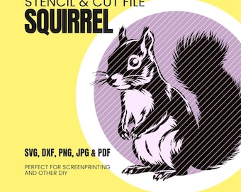 Squirrel - Stencil/Cut File - perfect for screenprint, foils or other prints ( svg, dxf, pdf and png format)