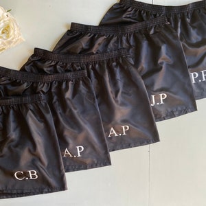 Personalised Black Satin Boxer shorts, Birthday gift, Anniversary gift for him, Groom underwear, Groomsmen gifts, Valentines gifts for him