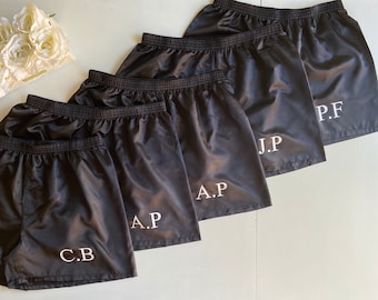 Personalised Black Satin Boxer shorts, Birthday gift, Anniversary gift for him, Groom underwear, Groomsmen gifts, Valentines gifts for him