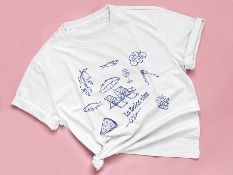 La Dolce Vita Italian Summer Scrapbook Shirt, Mediterranean Food and