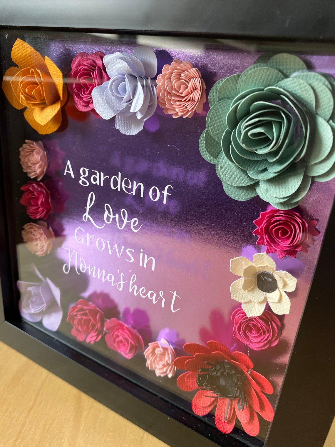 Personalised flower bouquet shadow box a garden of love grows Etsy