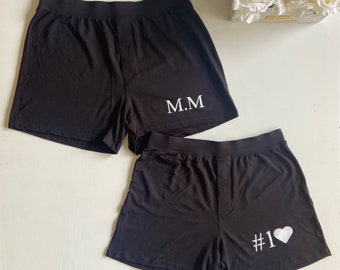 Personalised Boxers Men's Cotton Boxer Shorts, Grooms underwear, Groomsmen gifts, Valentines Day gift for him, Anniversary gift for husband