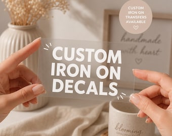 Custom Iron on Vinyl Decals, Branded Merchandise, Corporate Merch, printed logo, text transfer