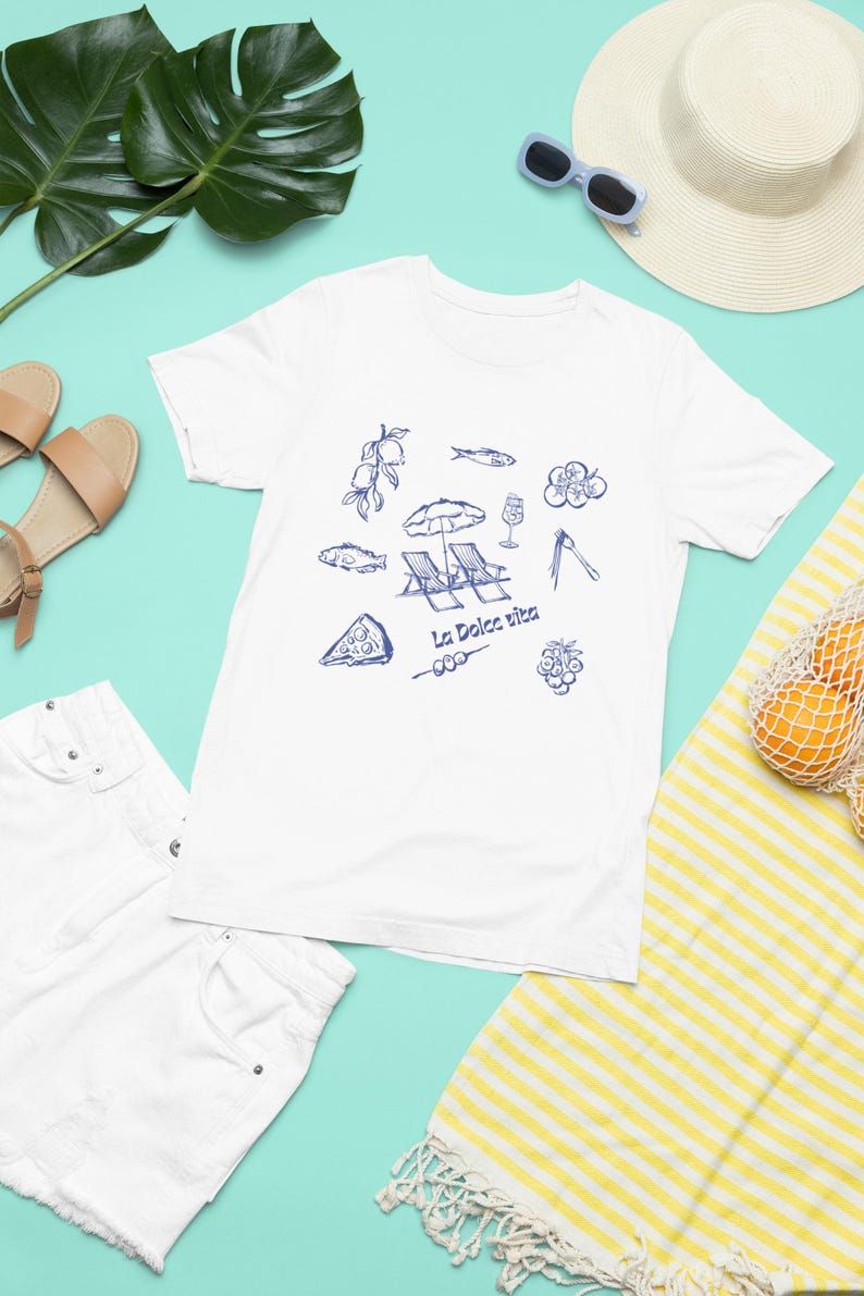 La Dolce Vita Italian Summer Scrapbook Shirt, Mediterranean Food and