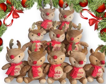 Personalised Christmas Plush Reindeer, Santa & Snowman, Baby’s First Christmas, children’s Christmas gift, custom stuffed animals