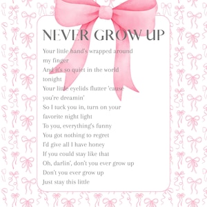 Never Grow Up Lyric Print