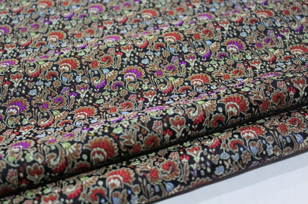 Chinese Brocade Fabric material Small Leaves Flowers 130g | Etsy