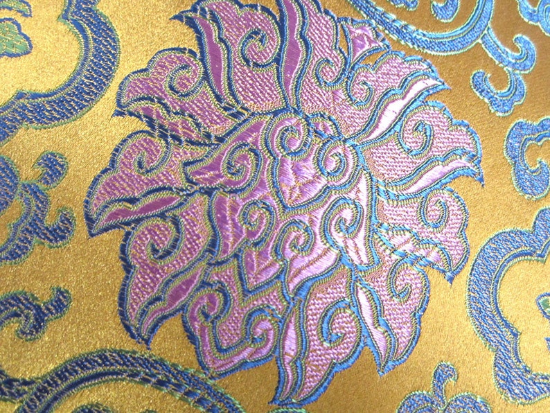 Rayon Brocade Long Tube Shape Cylinder Big Flowers Head Rest made to order #BL057g TAILOR MADE bolster COVER Gold Pink Faux Silk