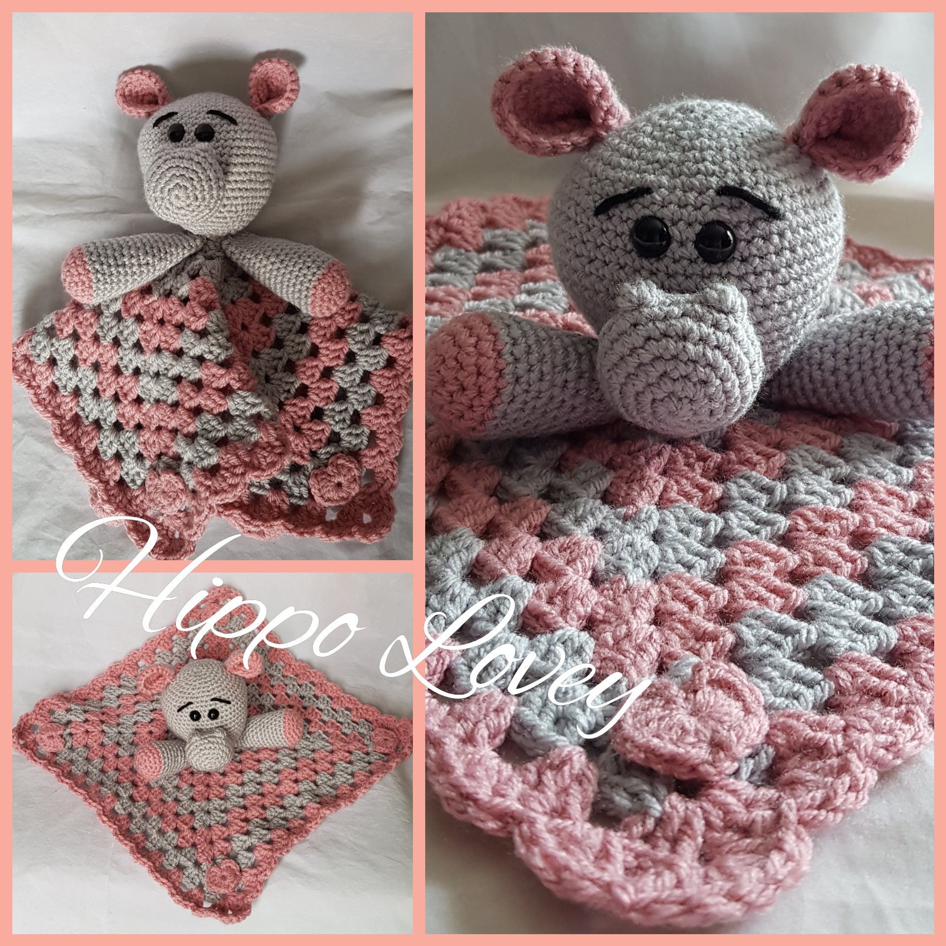 Hippo Lovey Hippo Security Blanket Baby Gift Baby Boy Girl Gift Baby Shower Made to Order