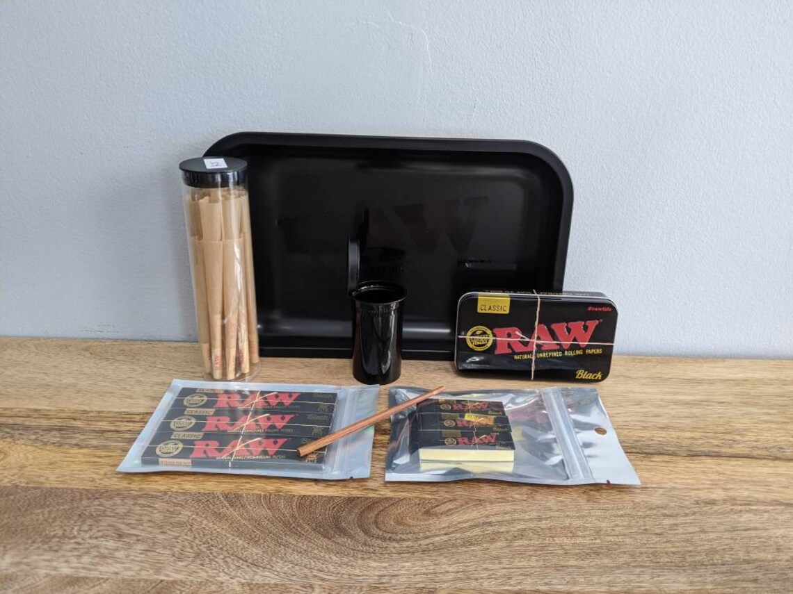 Raw Classic Black Rolling Kit Bundle Pack Rolling Tray Etsy