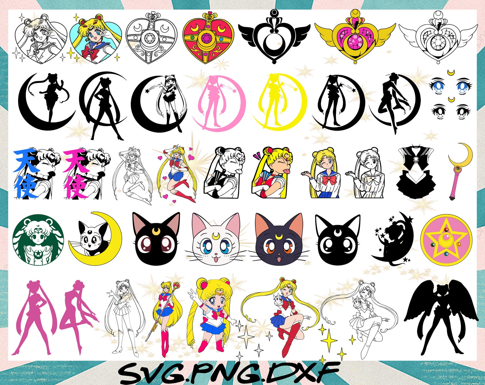 Download Sailor Moon Bundle svg Sailor moon svg Anime svg Anime | Etsy