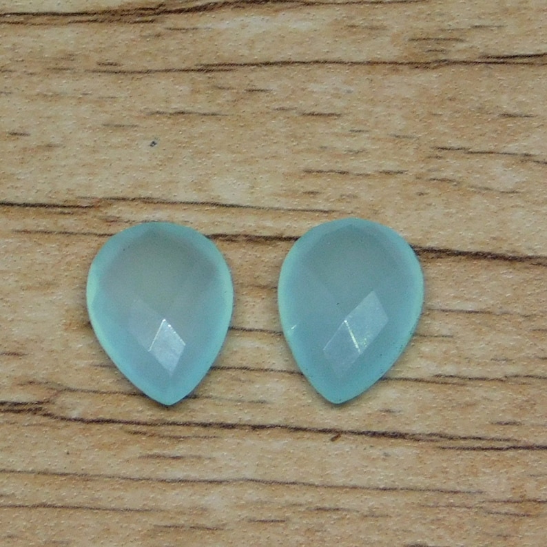 Natural Aqua Chalcedony Cut Gemstone,6x8,7x9,8x10,10x12,10x14,12x16,13x18,15x20mm Pear Shape Checker Cut Chalcedony Stone For Jewellery