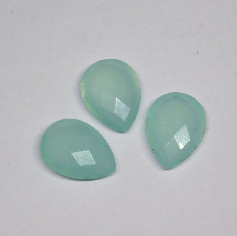 Natural Aqua Chalcedony Cut Gemstone,6x8,7x9,8x10,10x12,10x14,12x16,13x18,15x20mm Pear Shape Checker Cut Chalcedony Stone For Jewellery