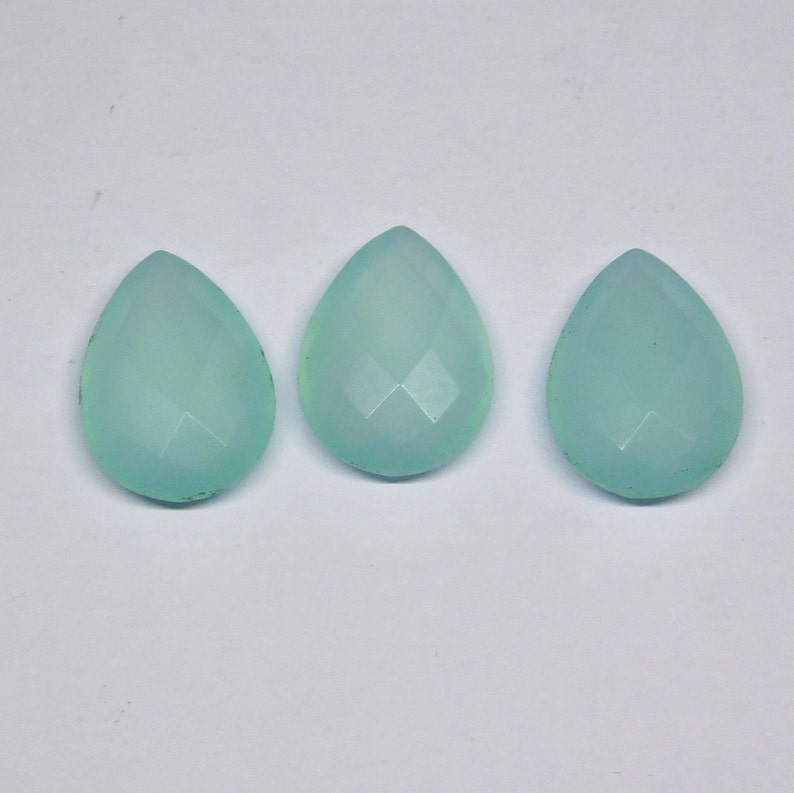 Natural Aqua Chalcedony Cut Gemstone,6x8,7x9,8x10,10x12,10x14,12x16,13x18,15x20mm Pear Shape Checker Cut Chalcedony Stone For Jewellery