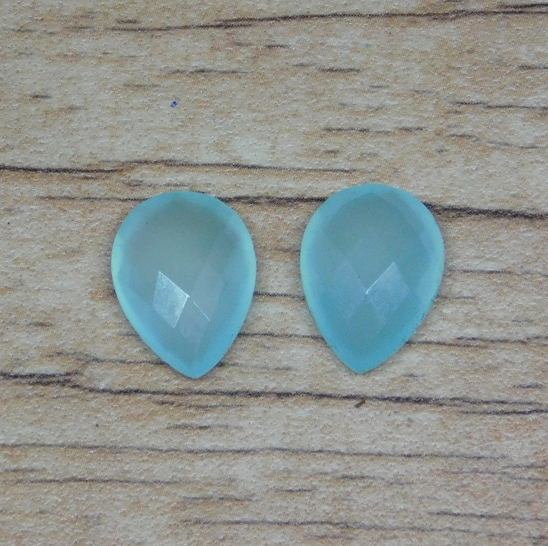 Natural Aqua Chalcedony Cut Gemstone,6x8,7x9,8x10,10x12,10x14,12x16,13x18,15x20mm Pear Shape Checker Cut Chalcedony Stone For Jewellery