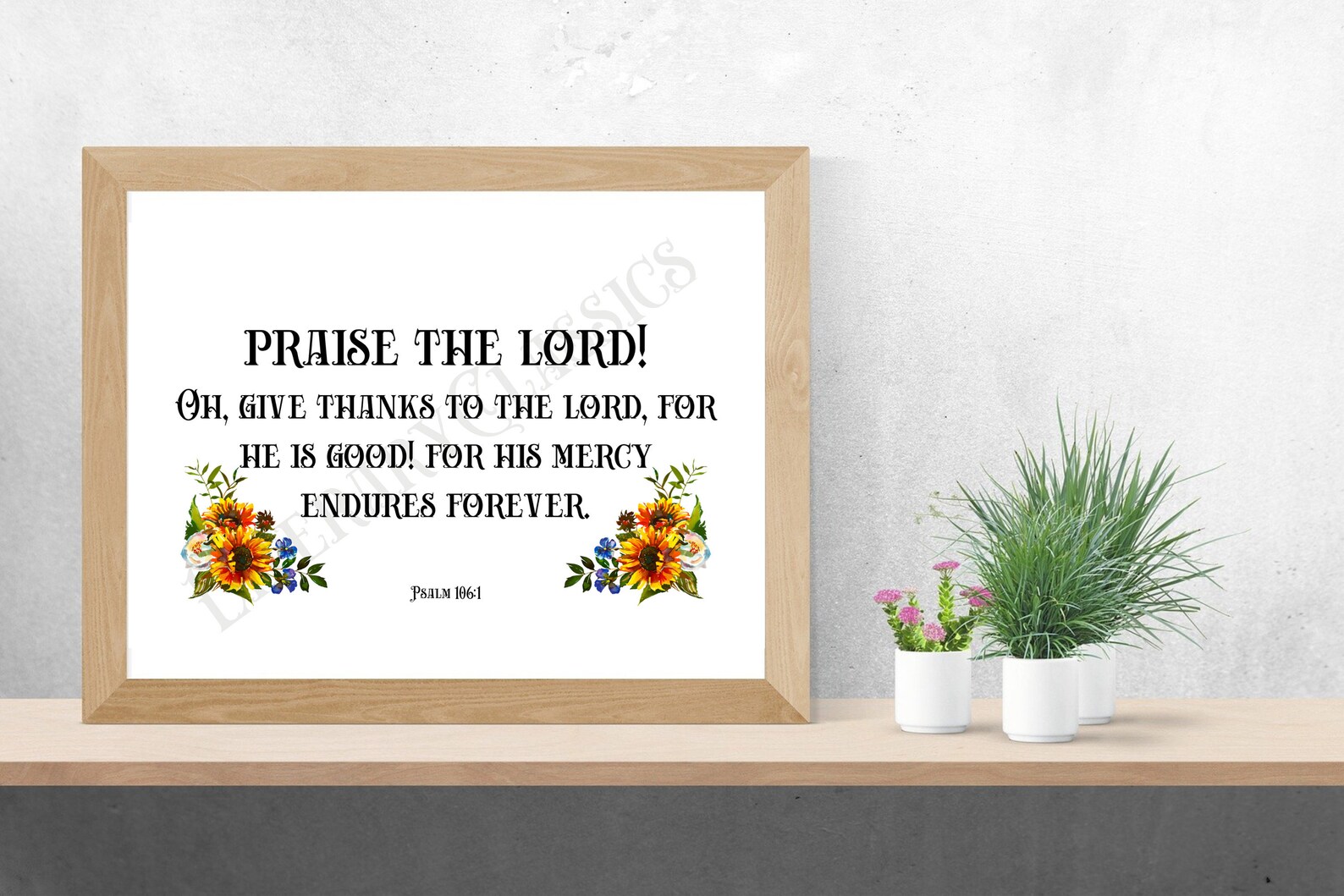 Geef dank aan de Heer Bijbel Vers Citaat Wall Art instant