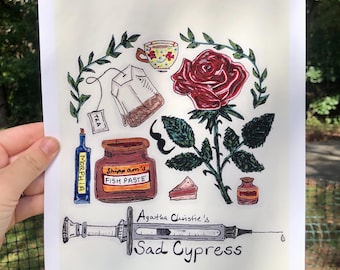 Stampa artistica di "Sad Cypress" di Agatha Christie, opera di Agatha Christie, regalo di un giallo, baffi di Hercule Poirot, regalo di Agatha Christie