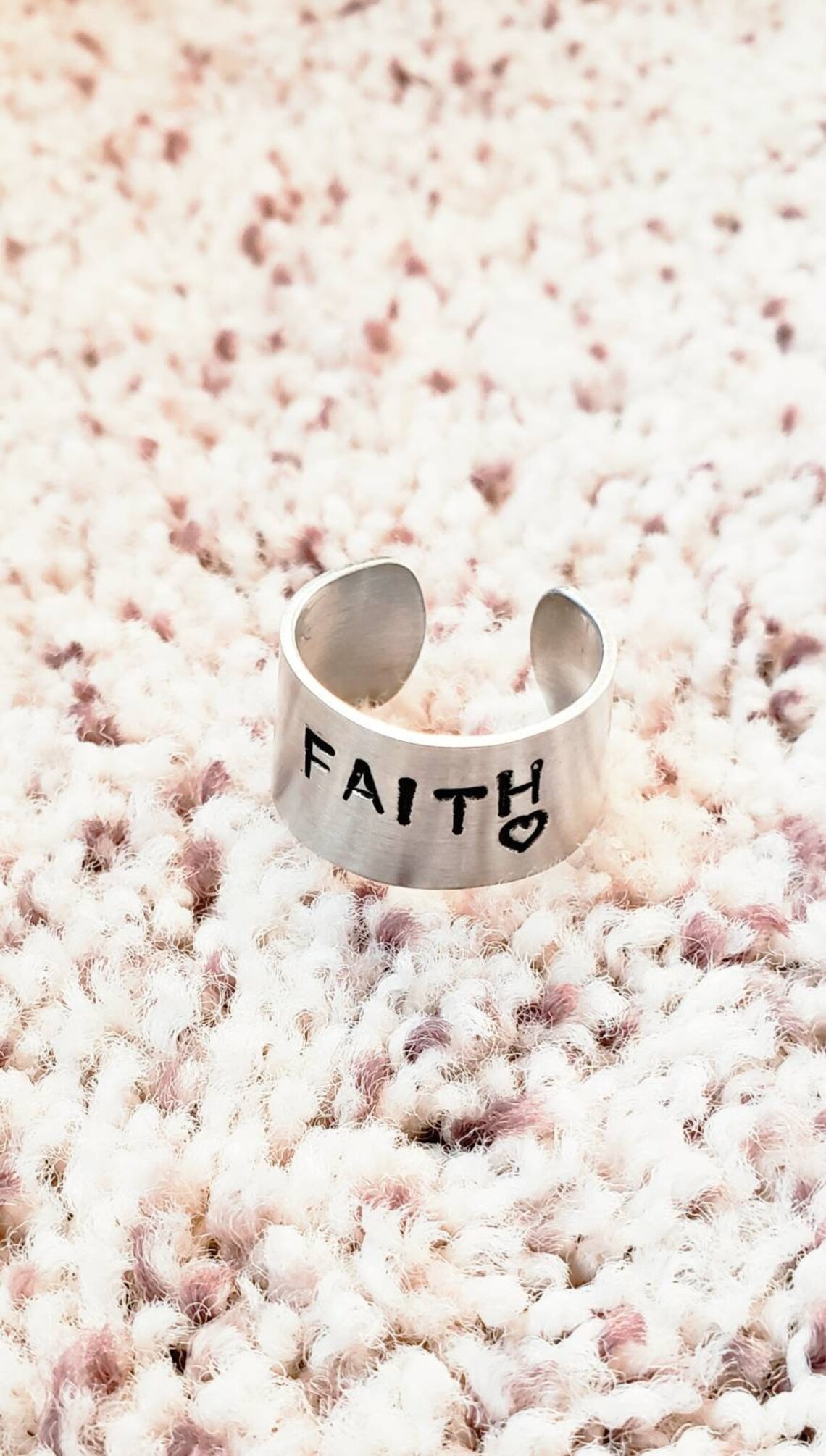Faith Ring Adjustable Metal Stamped Ring Boho Ring Etsy