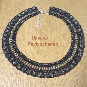 Beaded necklace, classic style, handmade jewelry, сzech bead, for her, to the embroidered shirt Black