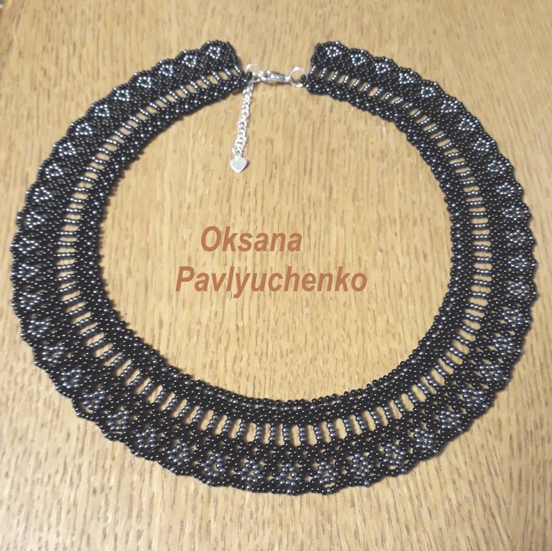 Beaded necklace, classic style, handmade jewelry, сzech bead, for her, to the embroidered shirt Black