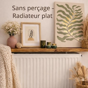 Étagère radiateur sans perçage bois recyclé sur mesure, tablette radiateur plat, cache radiateur, console entrée, style industriel