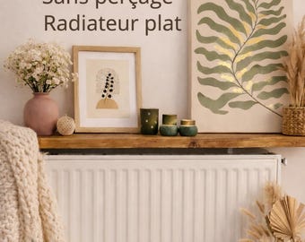 Mensola per termosifone su misura, senza foratura, in legno riciclato; mensola piatta per termosifone; copritermosifone; consolle per ingresso; stile industriale