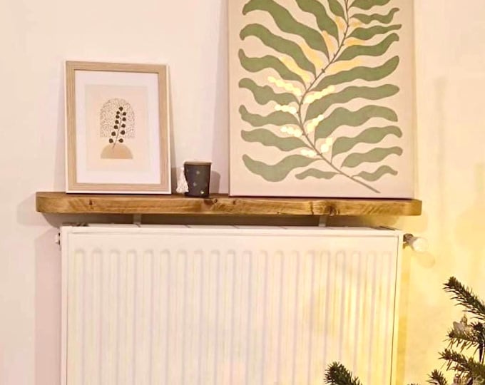 Featured listing image: RADIATOR SHELF in recycled wood - No drilling, handmade in France